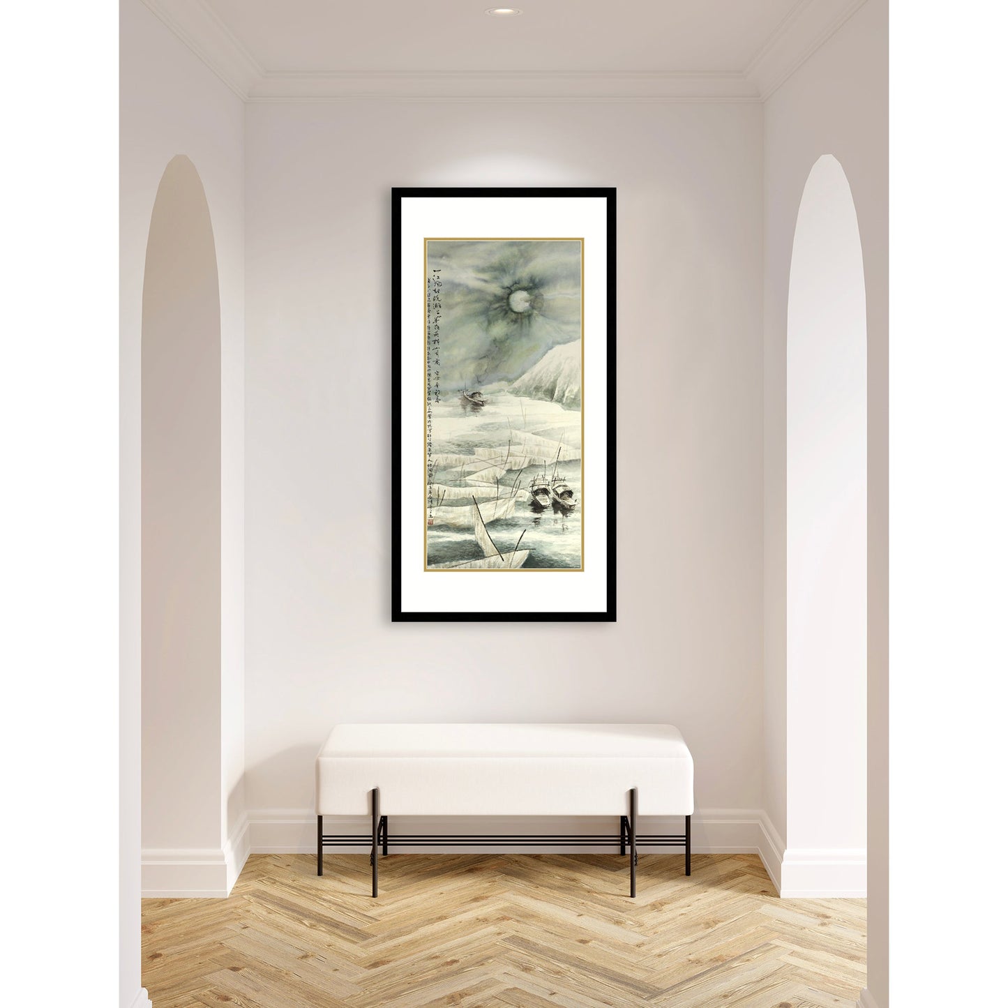 《月色歸舟》 國畫 山水