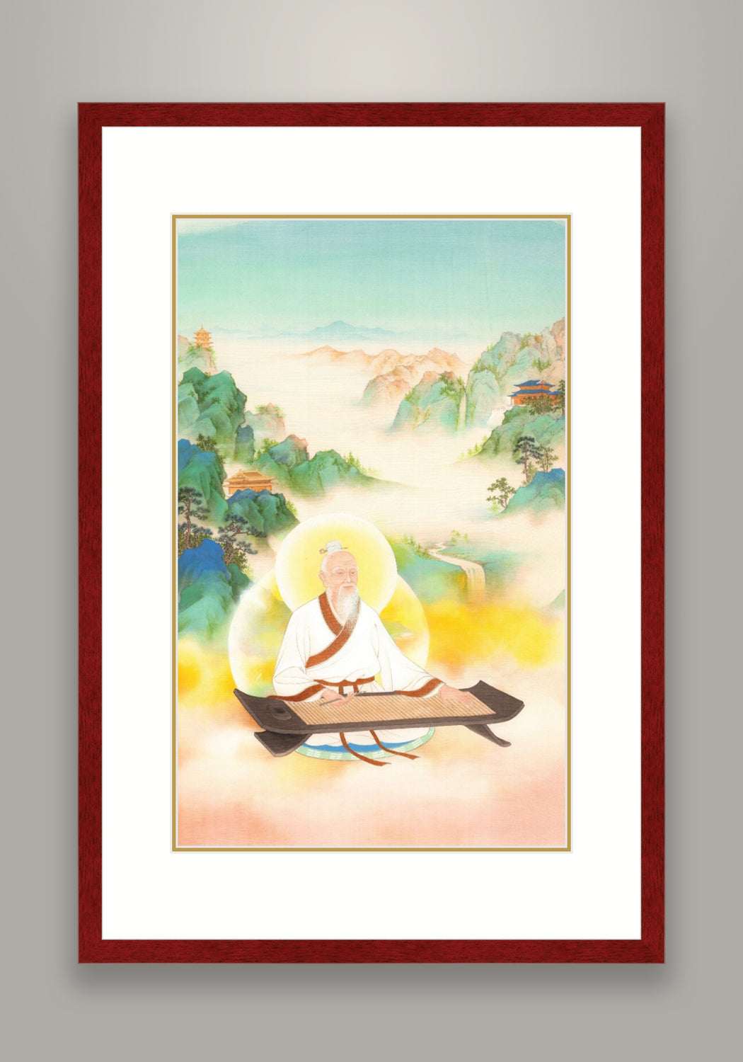 《老子著經圖》 國畫 神像