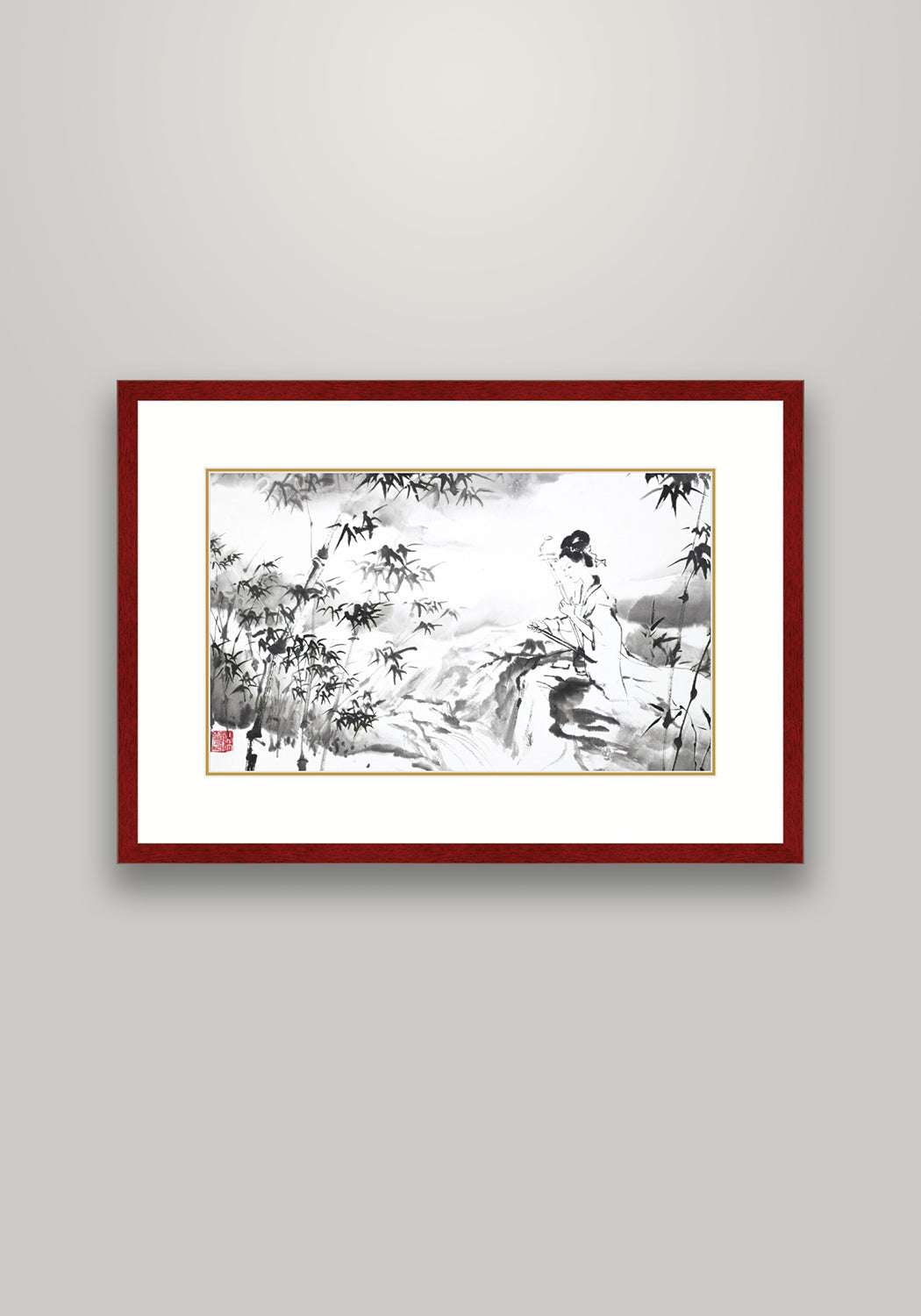 《琴語溪聲 二胡》國畫 人物