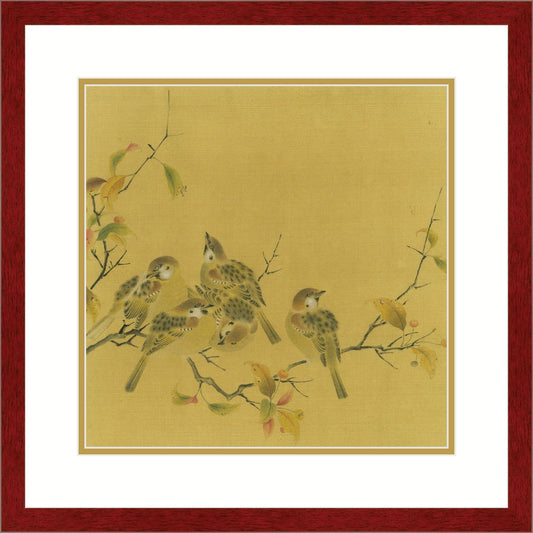 《瓦雀棲枝圖》 國畫 花鳥