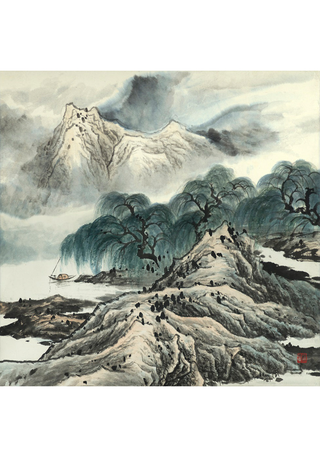 《夏柳圖》 國畫 山水