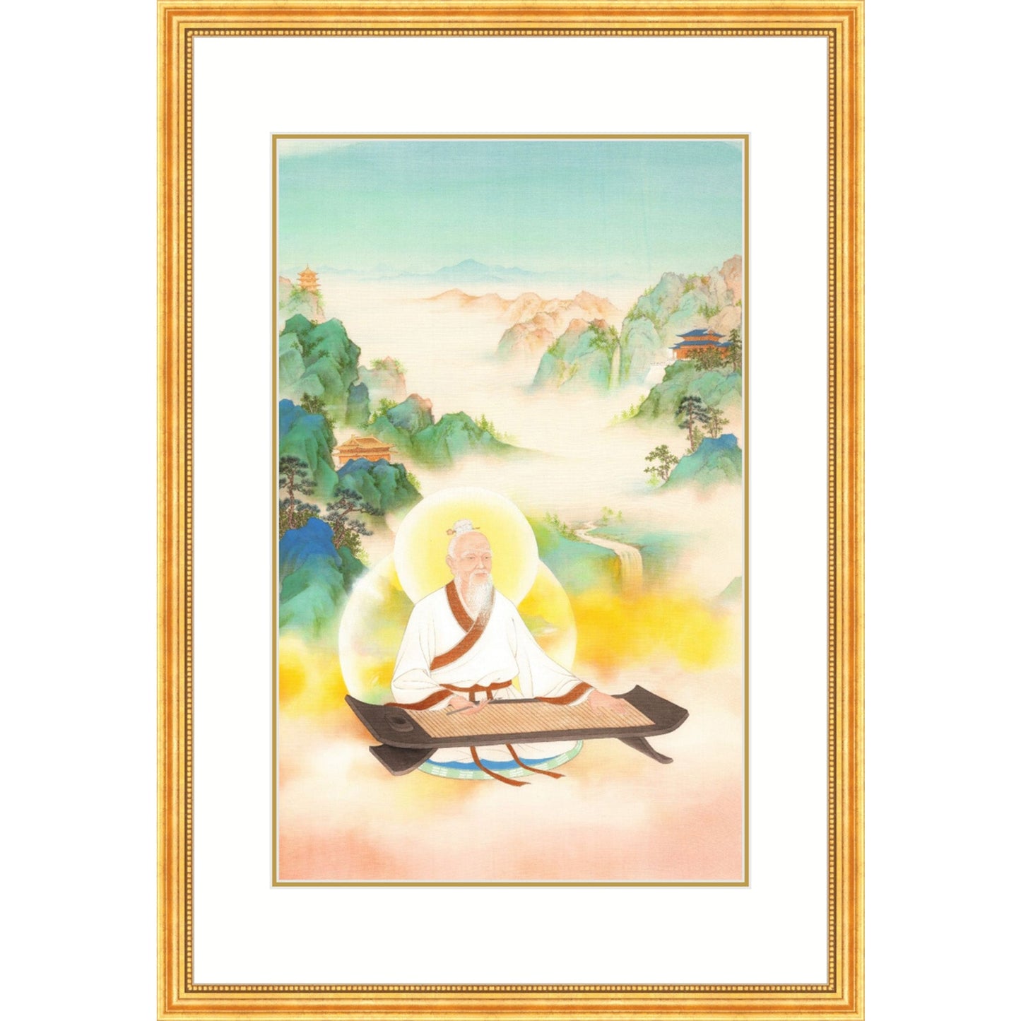 《老子著經圖》 國畫 神像