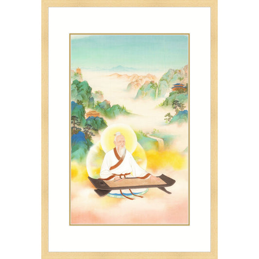 《老子著經圖》 國畫 神像