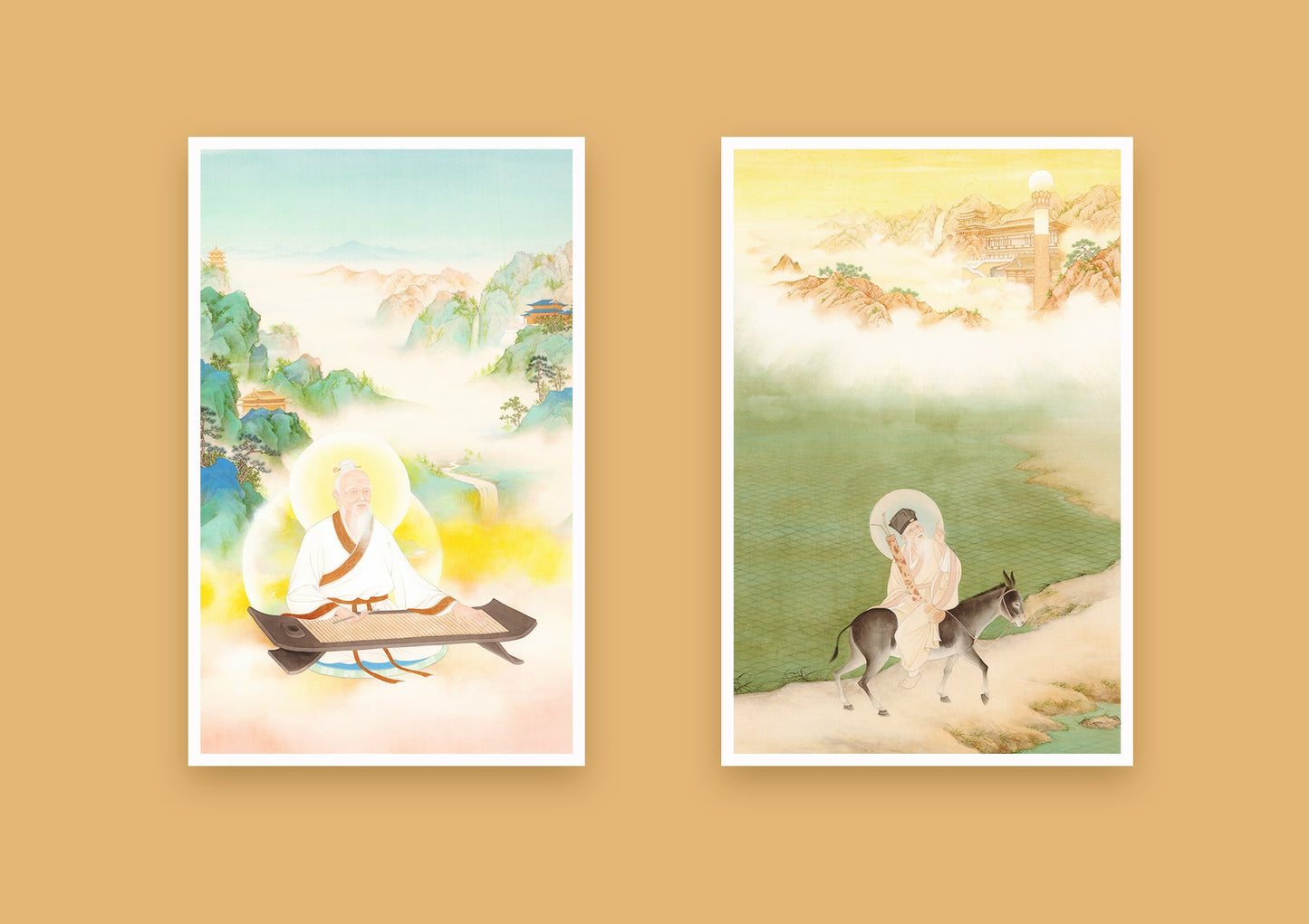 《老子著經圖》《張果老》  畫心