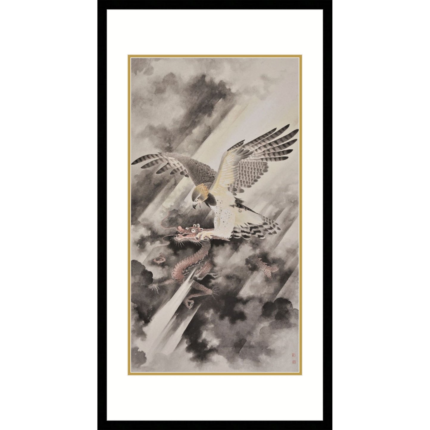 《鷹擊赤龍圖》 國畫 飛禽