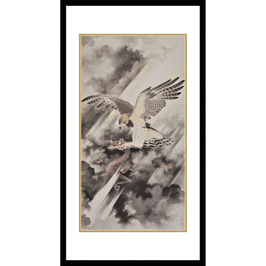 《鷹擊赤龍圖》 國畫 飛禽