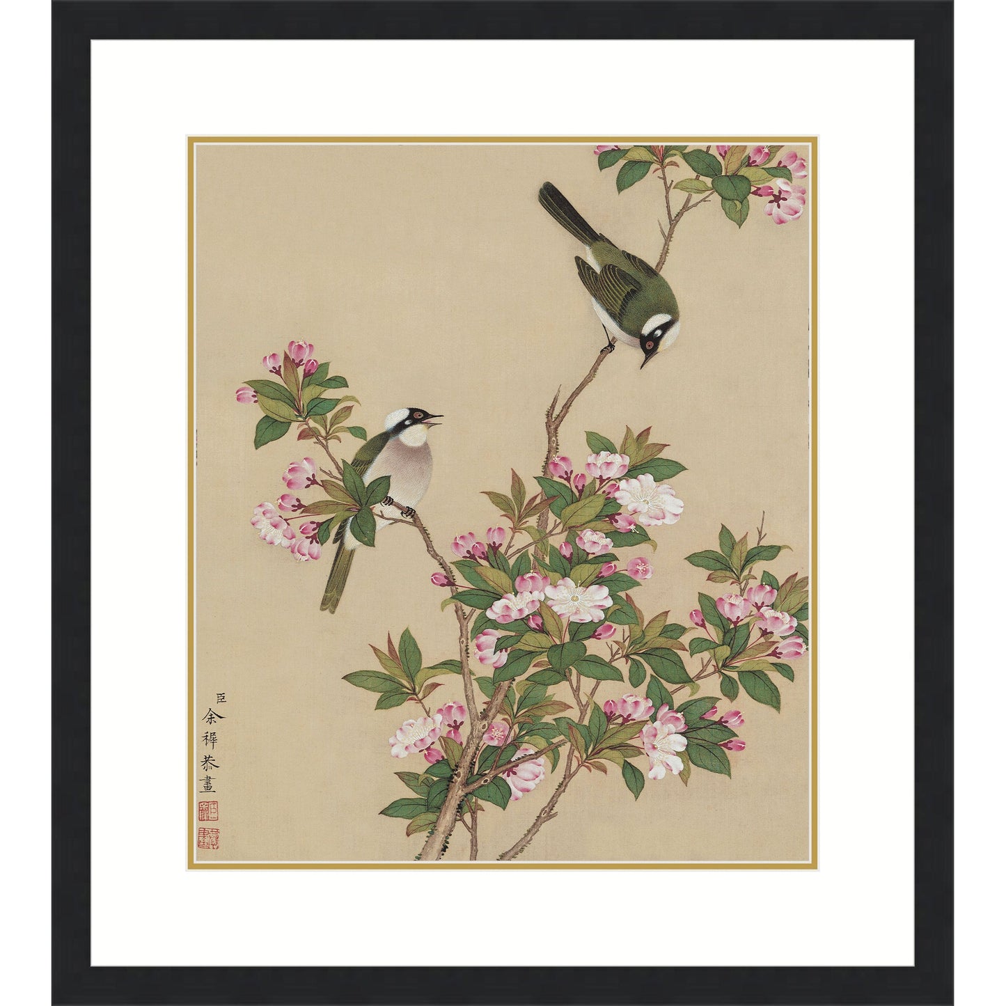 《雙雀海棠》 國畫 花鳥