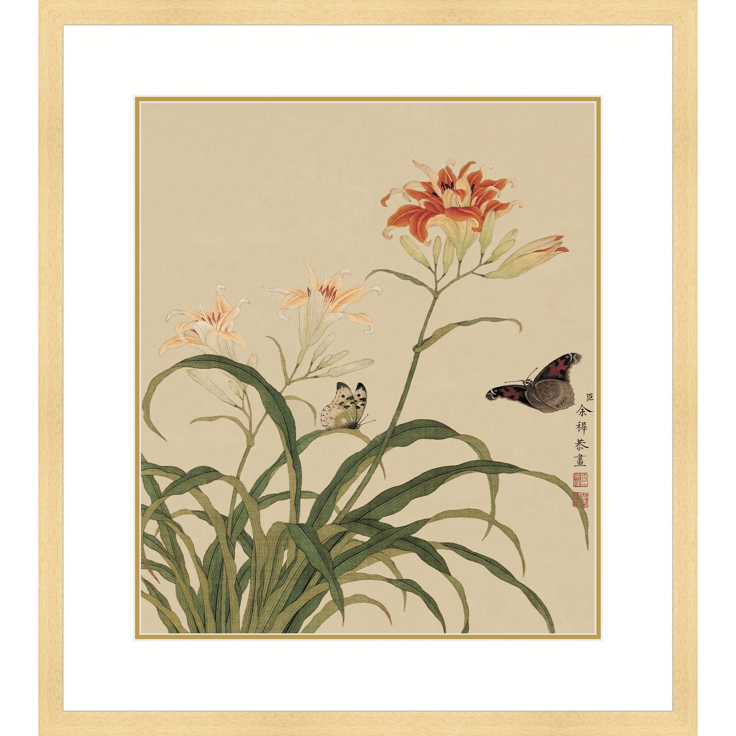 《萱草蝴蝶》 國畫 花鳥