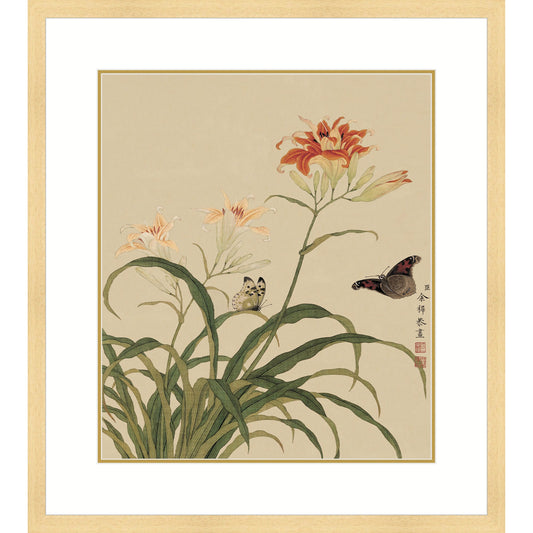 《萱草蝴蝶》 國畫 花鳥