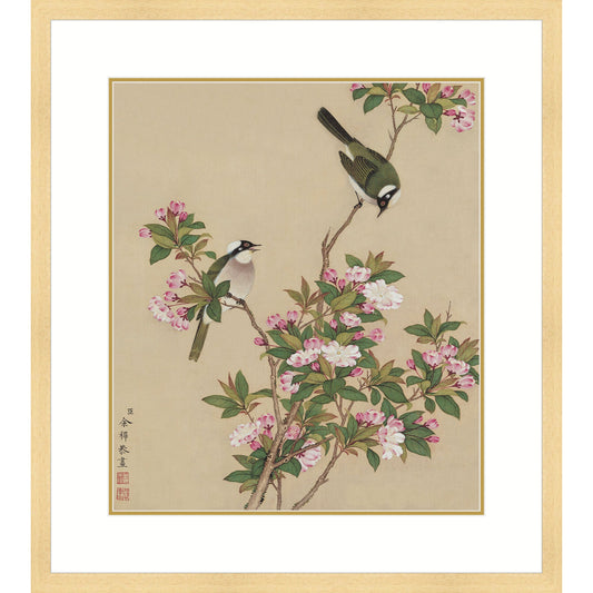 《雙雀海棠》 國畫 花鳥