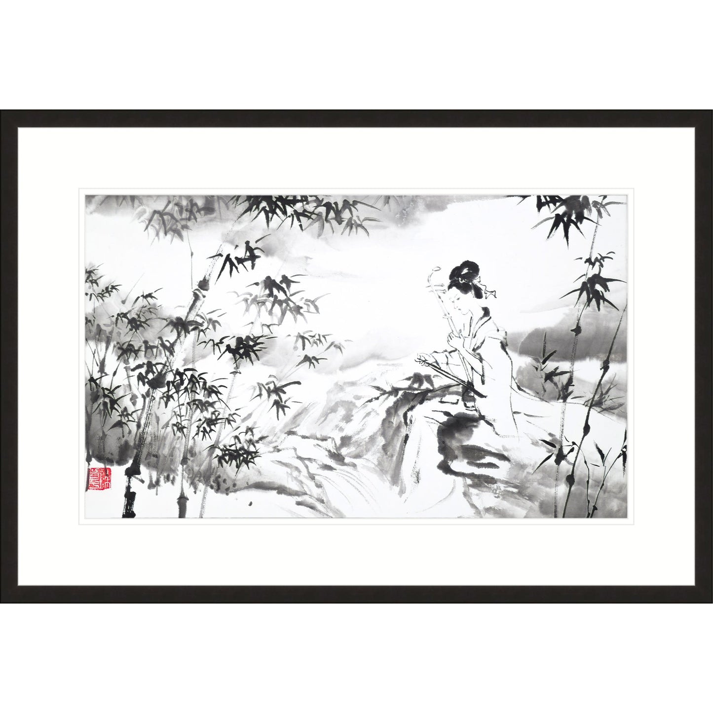 《琴語溪聲 二胡》國畫 人物