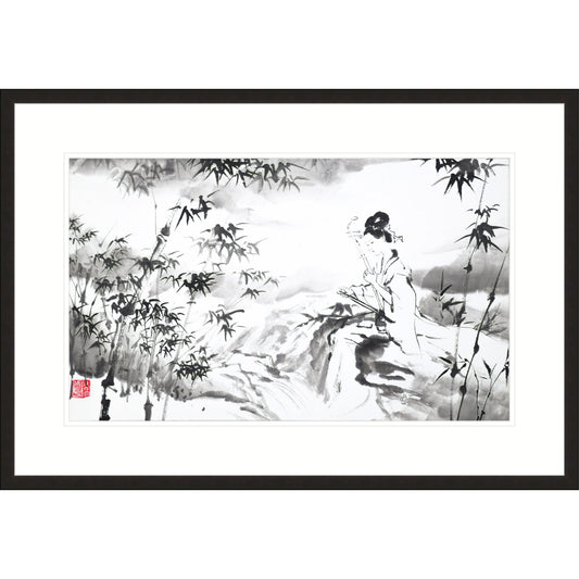 《琴語溪聲 二胡》國畫 人物