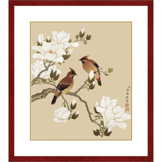 《玉蘭雙雀》 國畫 花鳥