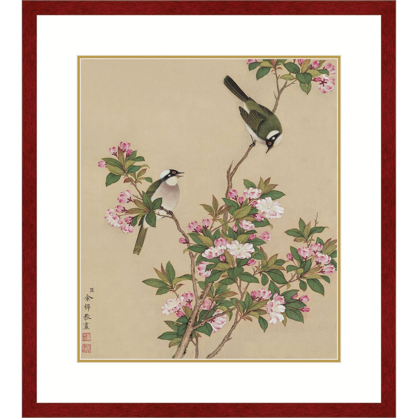 《雙雀海棠》 國畫 花鳥