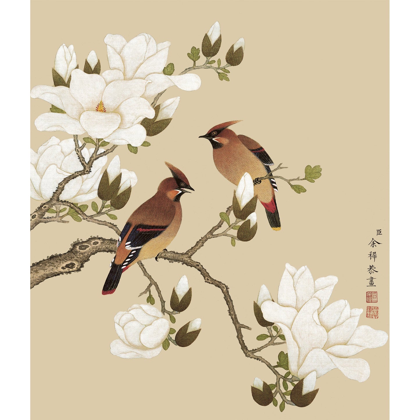 《玉蘭雙雀》 國畫 花鳥